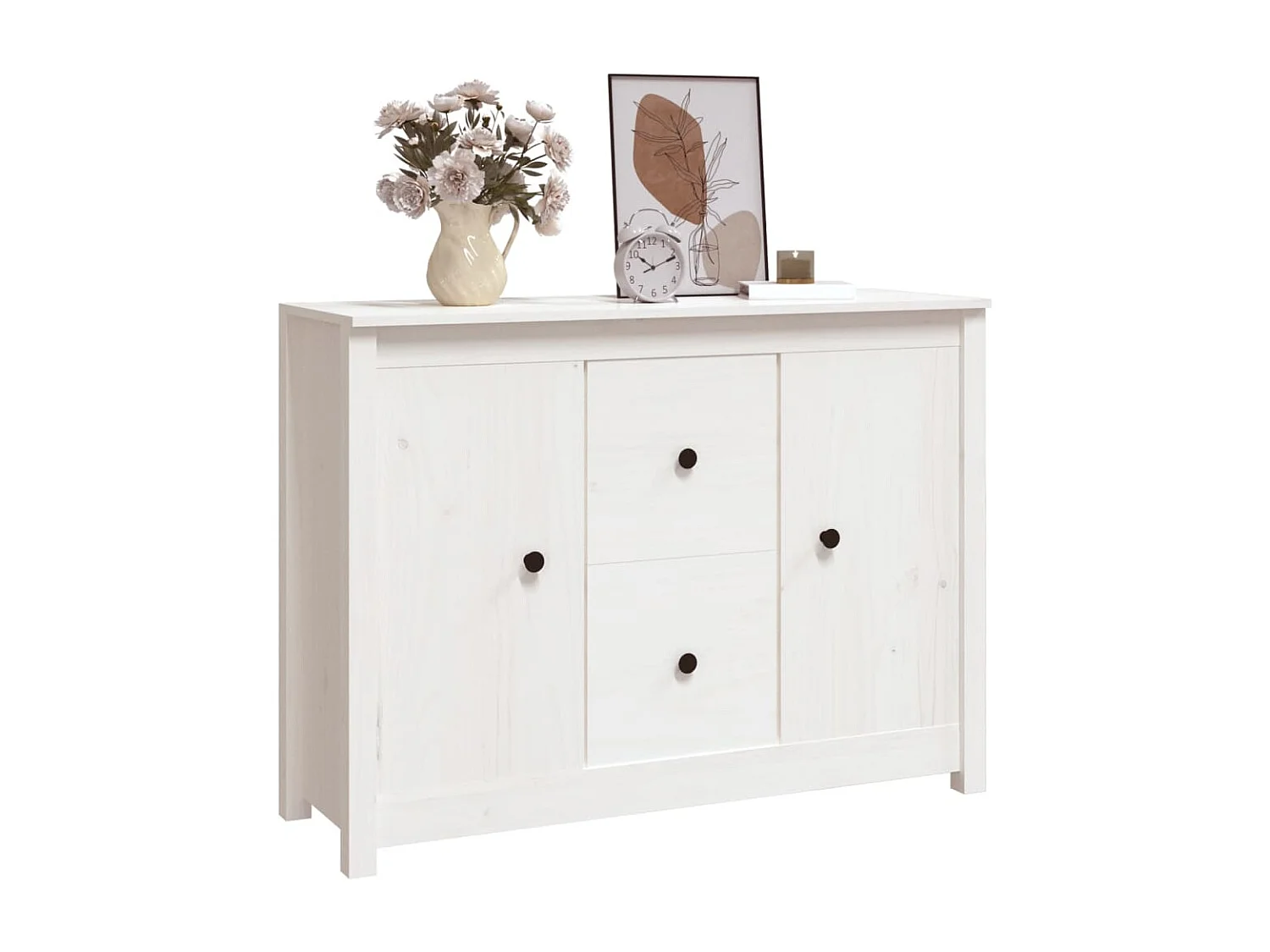 Buffet Blanc 100x35x74 cm Bois massif de pin