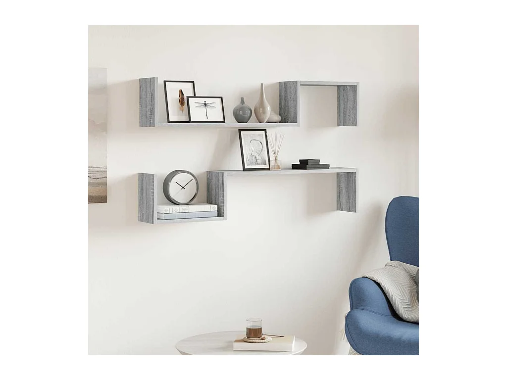 Étagères murales 2pcs Sonoma gris 100x15x20cm Bois d’ingénierie
