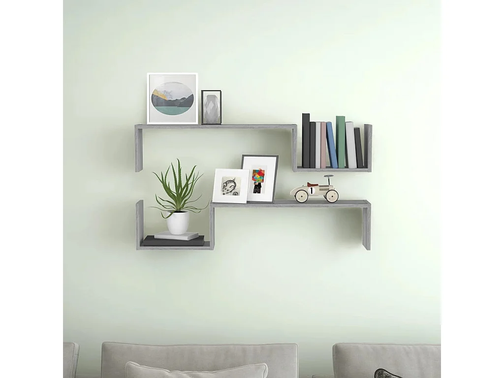 Étagères murales 2pcs Sonoma gris 100x15x20cm Bois d’ingénierie