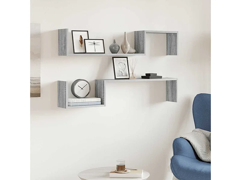 Étagères murales 2pcs Sonoma gris 100x15x20cm Bois d’ingénierie