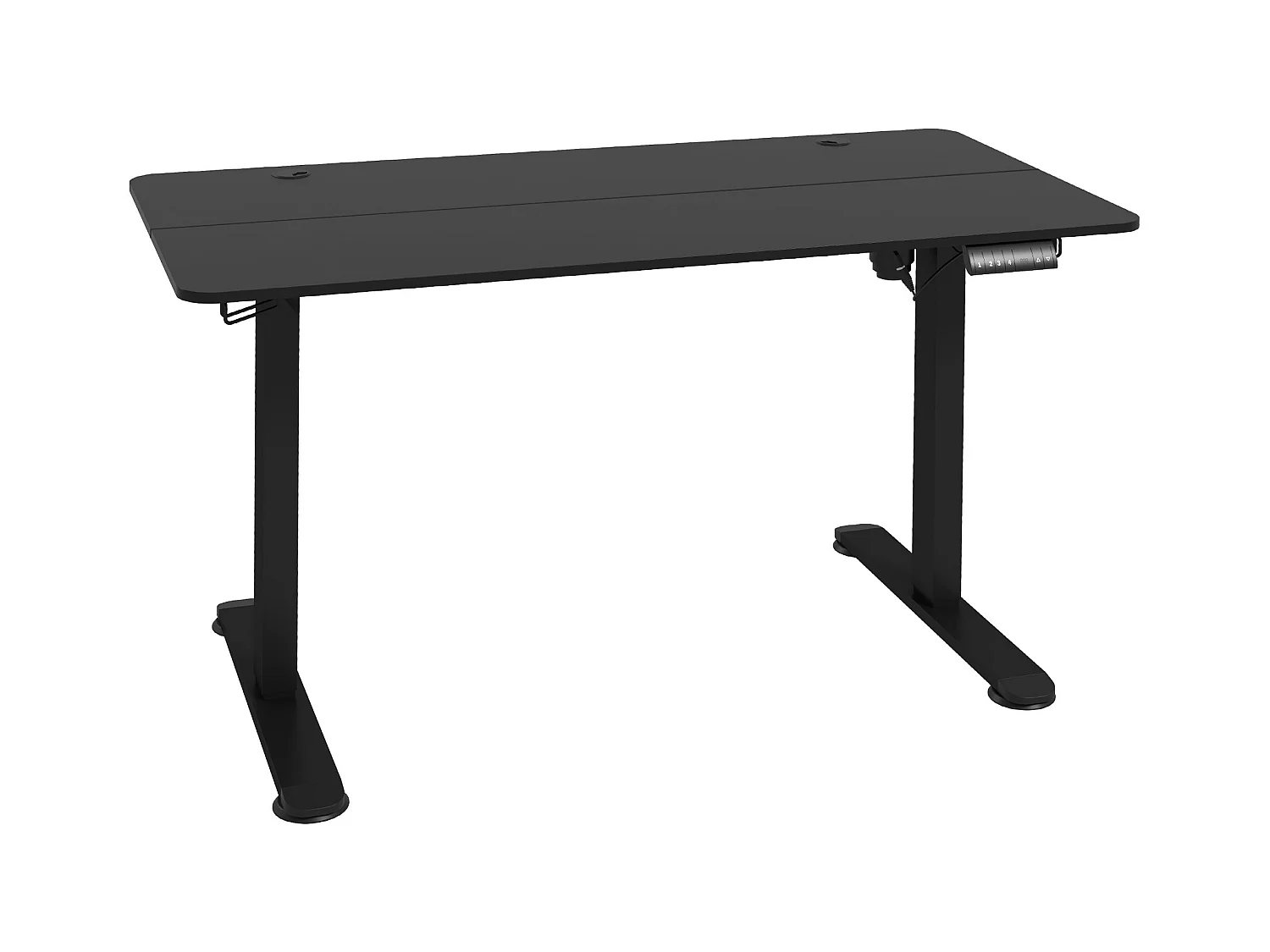 Bureau assis-debout électrique, anti-collision, contre la surchauffe, panneaux MDF, noir (140x70x72-116 cm)