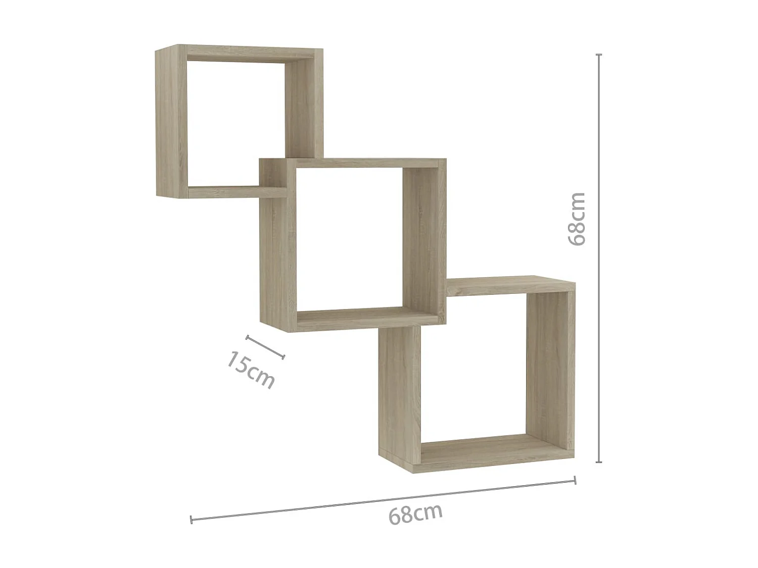 Estantes de pared cúbicos de madera de ingeniería de roble Sonoma