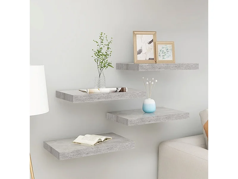 Étagères murales flottantes 4 pcs gris béton 40x23x3,8 cm MDF