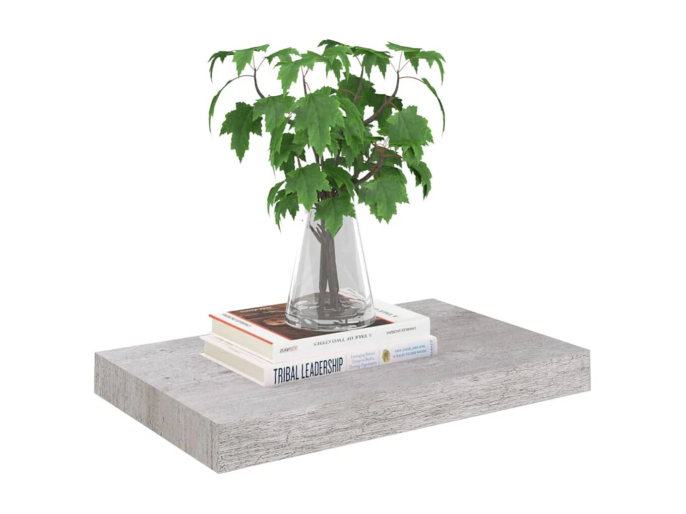 Mensole sospese a parete 4 pezzi grigio cemento 40x23x3,8 cm MDF