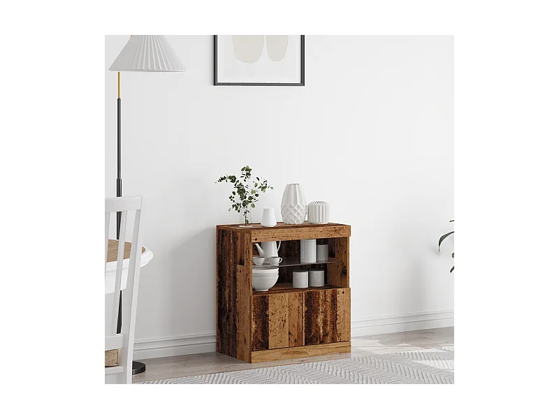 Dressoir met ledverlichting in antiek hout 60x37x67 cm