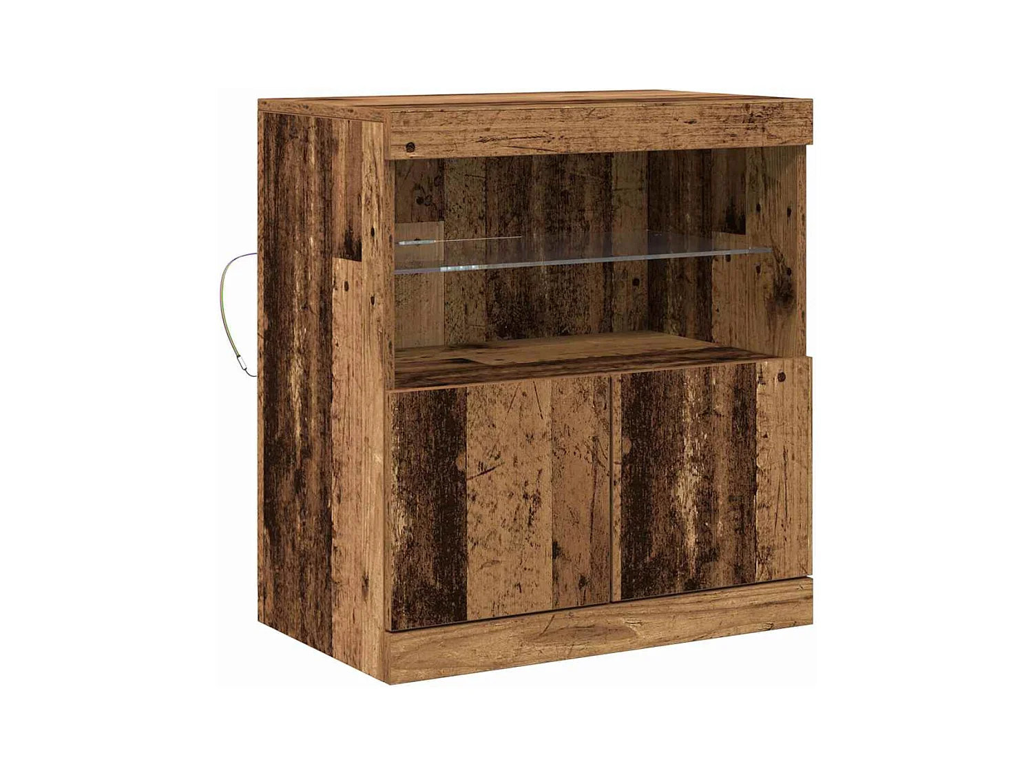 Buffet avec lumières LED en bois ancien 60x37x67 cm