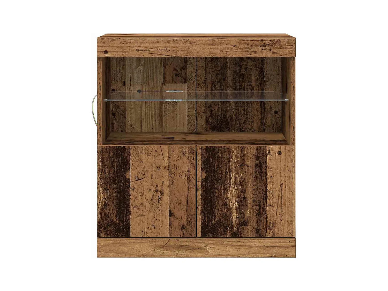 Buffet avec lumières LED en bois ancien 60x37x67 cm