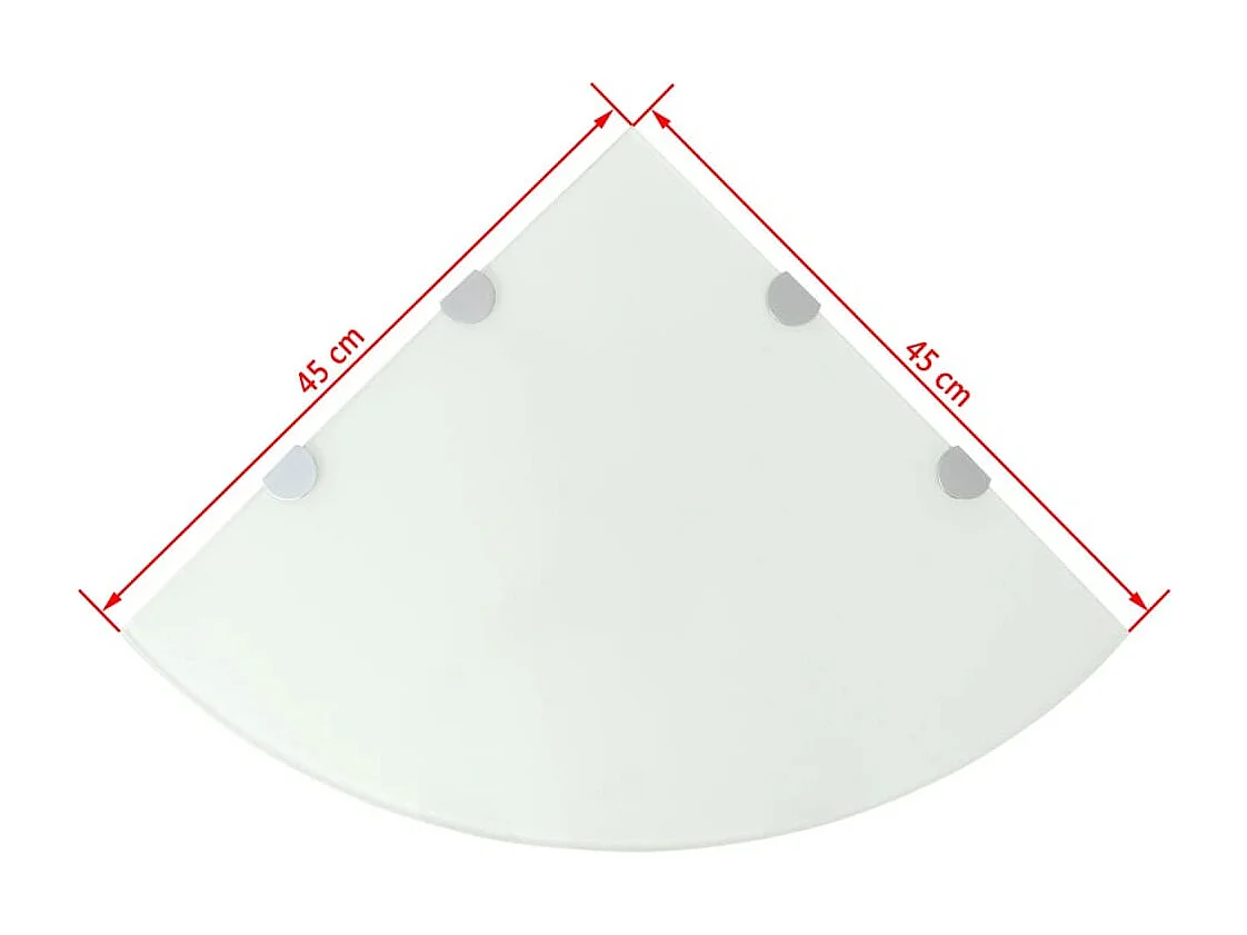 Mensola angolare con staffe cromate Vetro bianco 45 x 45 cm