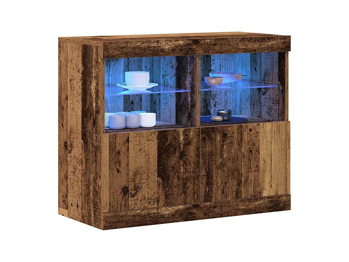Meuble de rangement avec lumières LED Bois ancien 81x37x67 cm