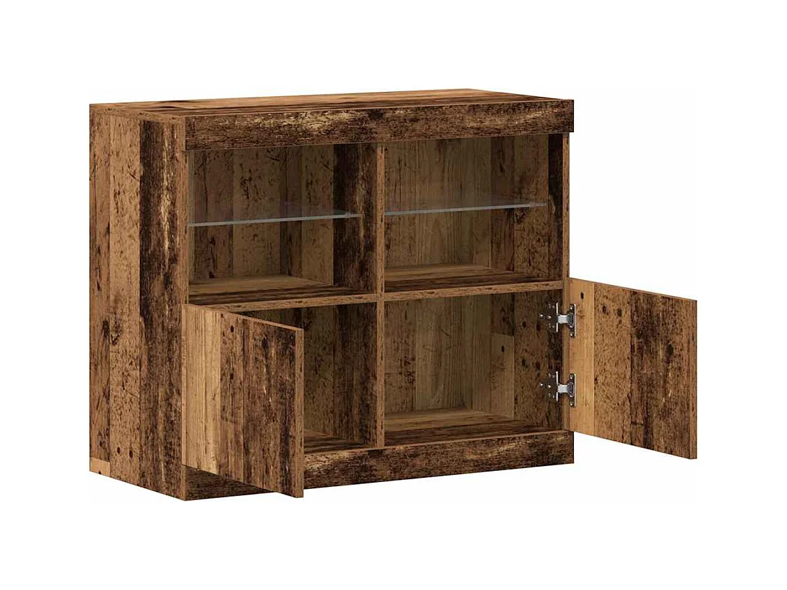 Meuble de rangement avec lumières LED Bois ancien 81x37x67 cm