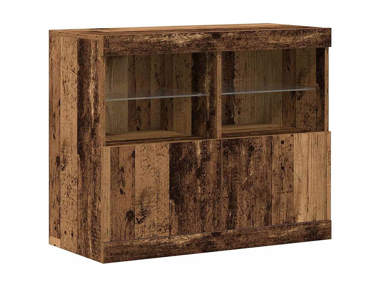 Meuble de rangement avec lumières LED Bois ancien 81x37x67 cm
