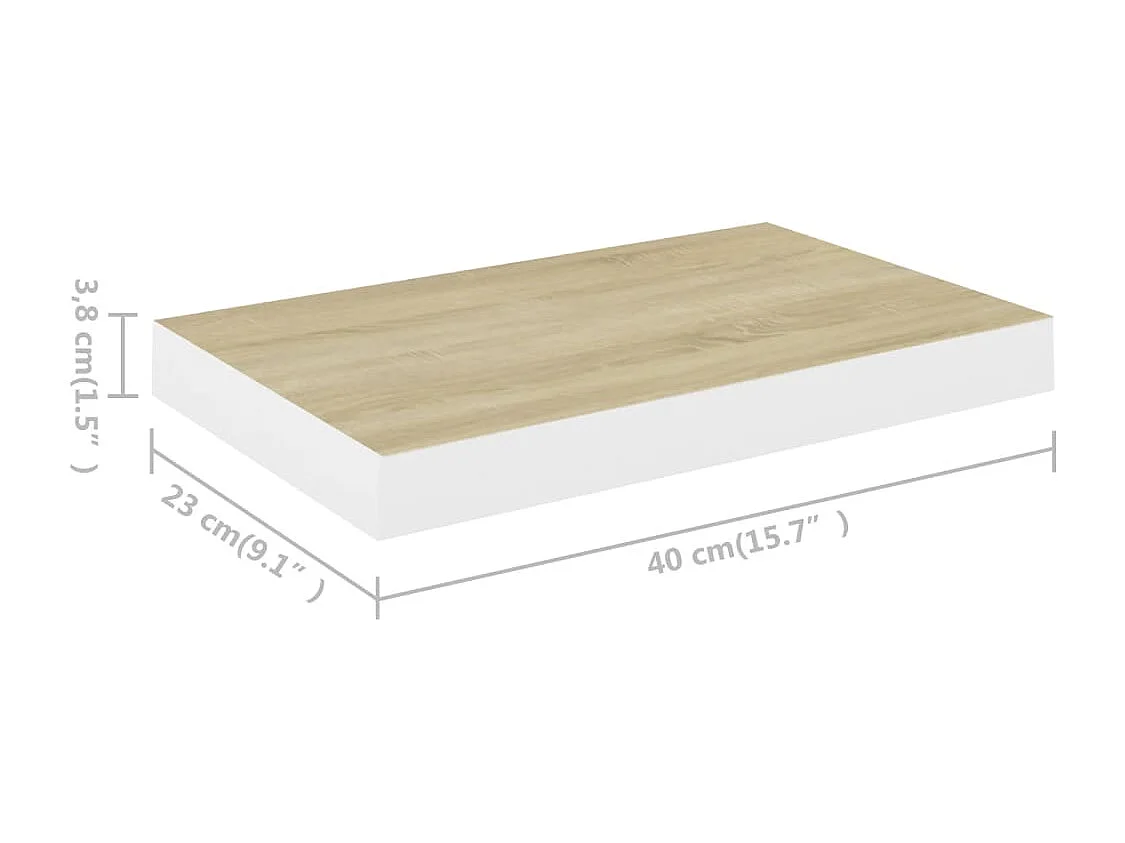 Étagères flottantes 2 pcs Chêne et blanc 40x23x3,8 cm MDF