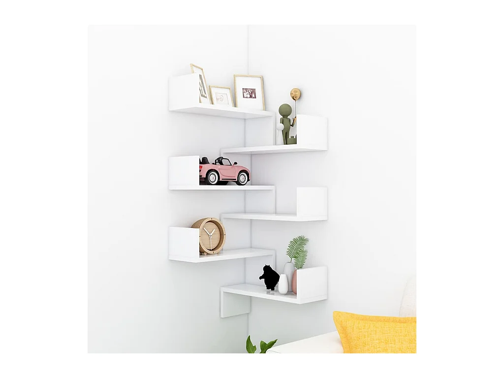 Mensole angolari da parete 2 pz Bianco 40x40x50cm in legno ingegnerizzato