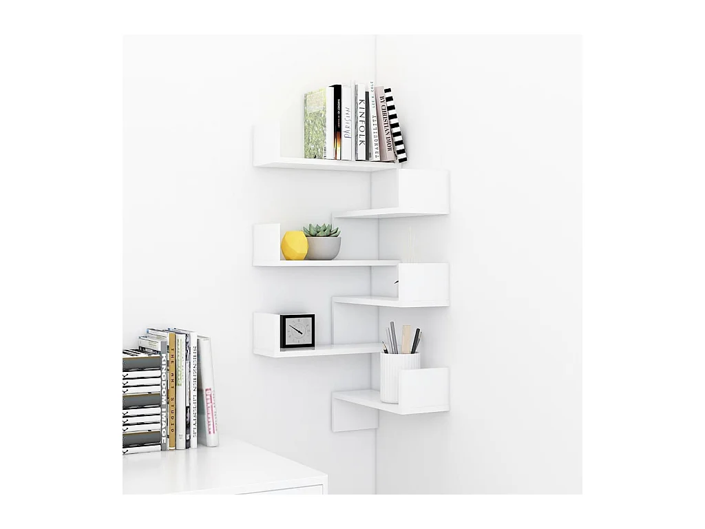 Mensole angolari da parete 2 pz Bianco 40x40x50cm in legno ingegnerizzato