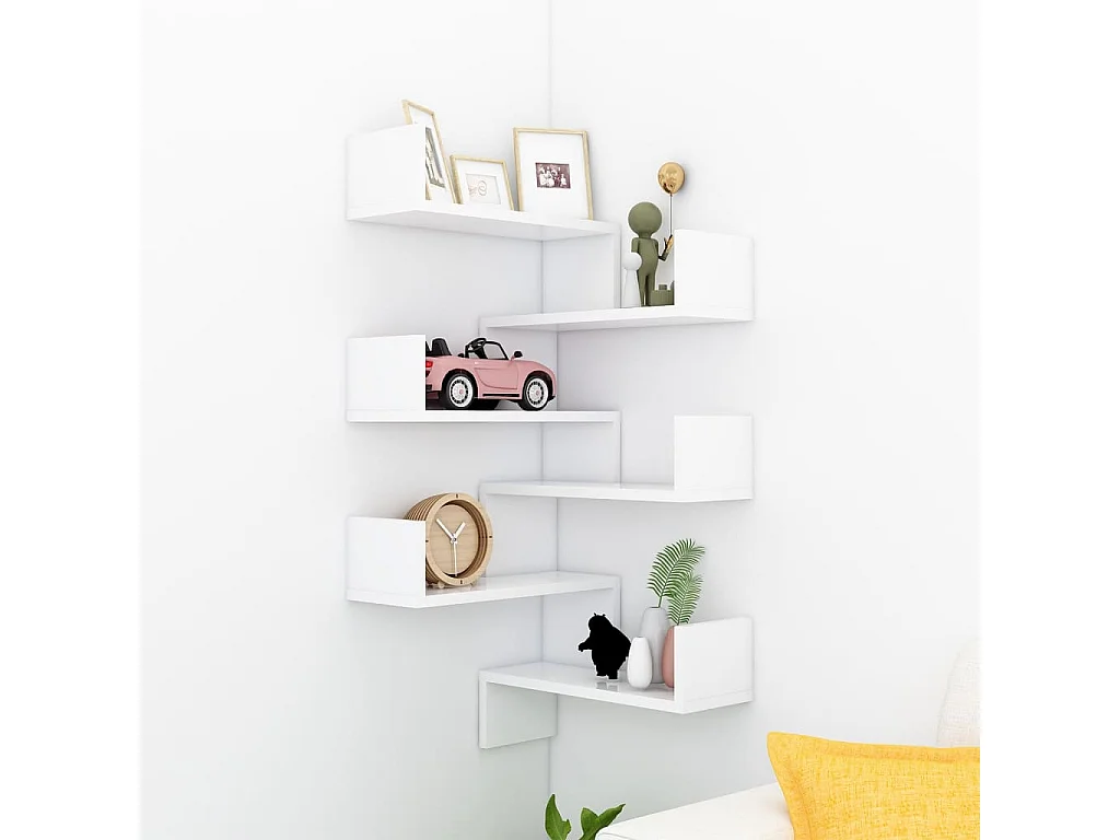 Étagères murales d'angle 2 pcs Blanc 40x40x50cm bois ingénierie