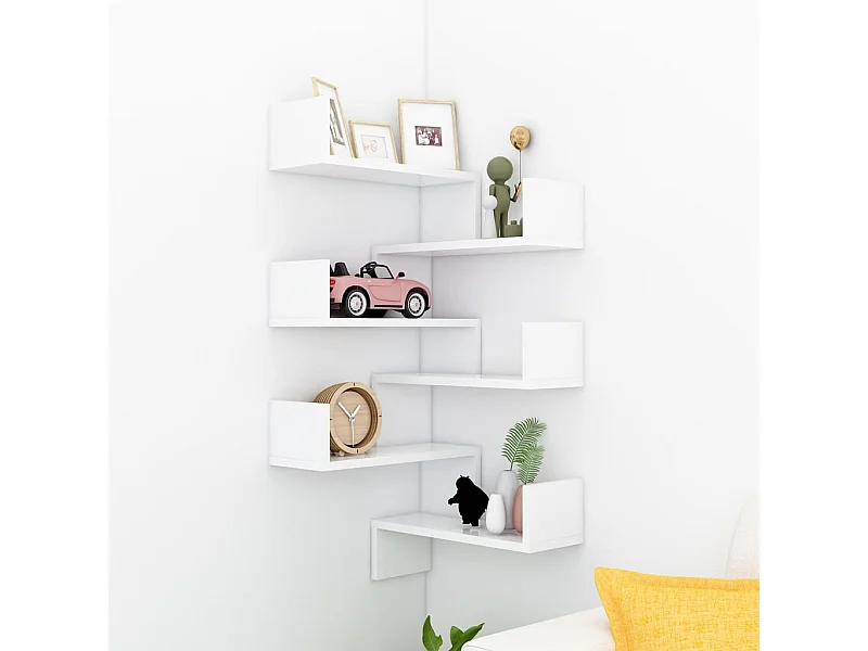 Étagères murales d'angle 2 pcs Blanc 40x40x50cm bois ingénierie