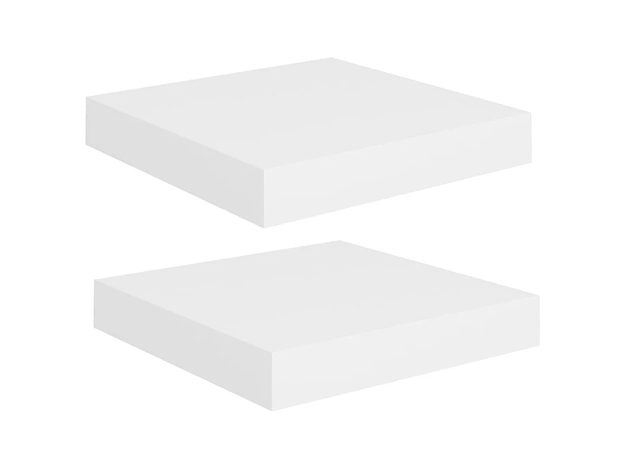 Mensole da parete sospese 2 pezzi bianche 23x23,5x3,8 cm MDF