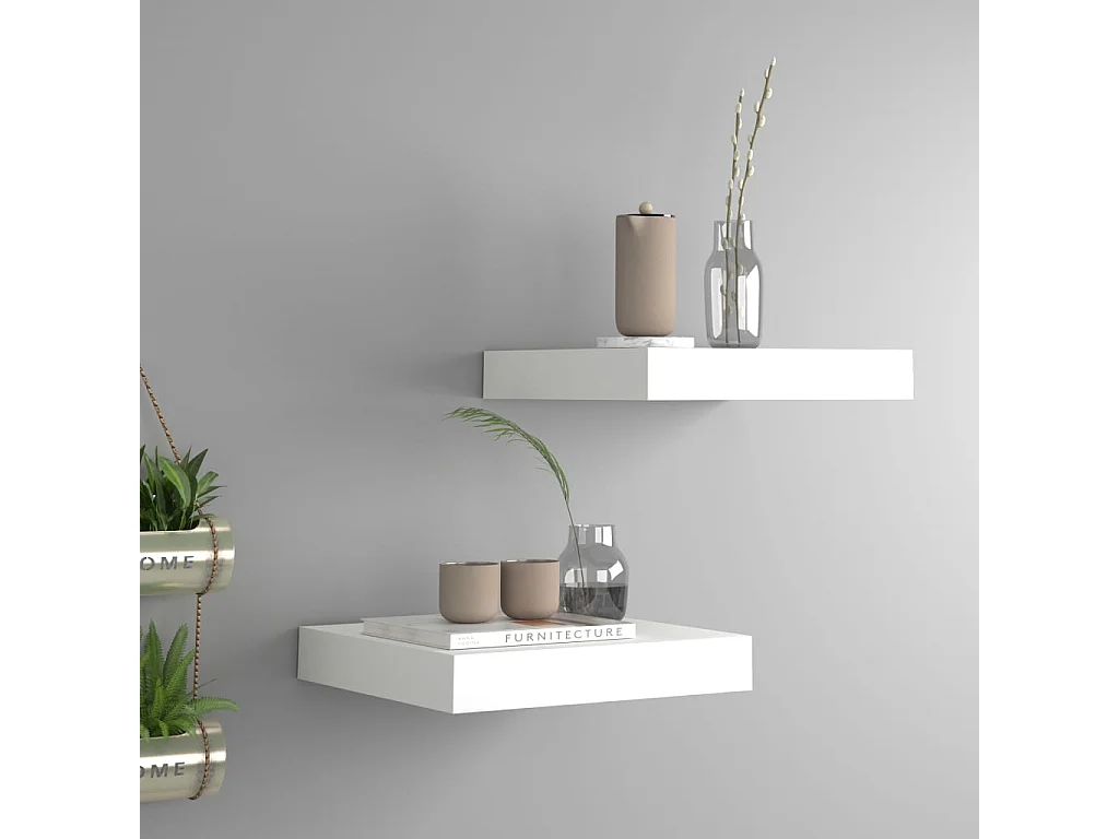 Étagères murales flottantes 2 pcs blanc 23x23,5x3,8 cm MDF