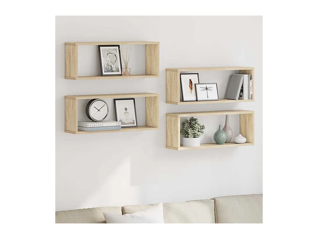 Étagères murales cube 4 pcs Chêne sonoma Bois d’ingénierie