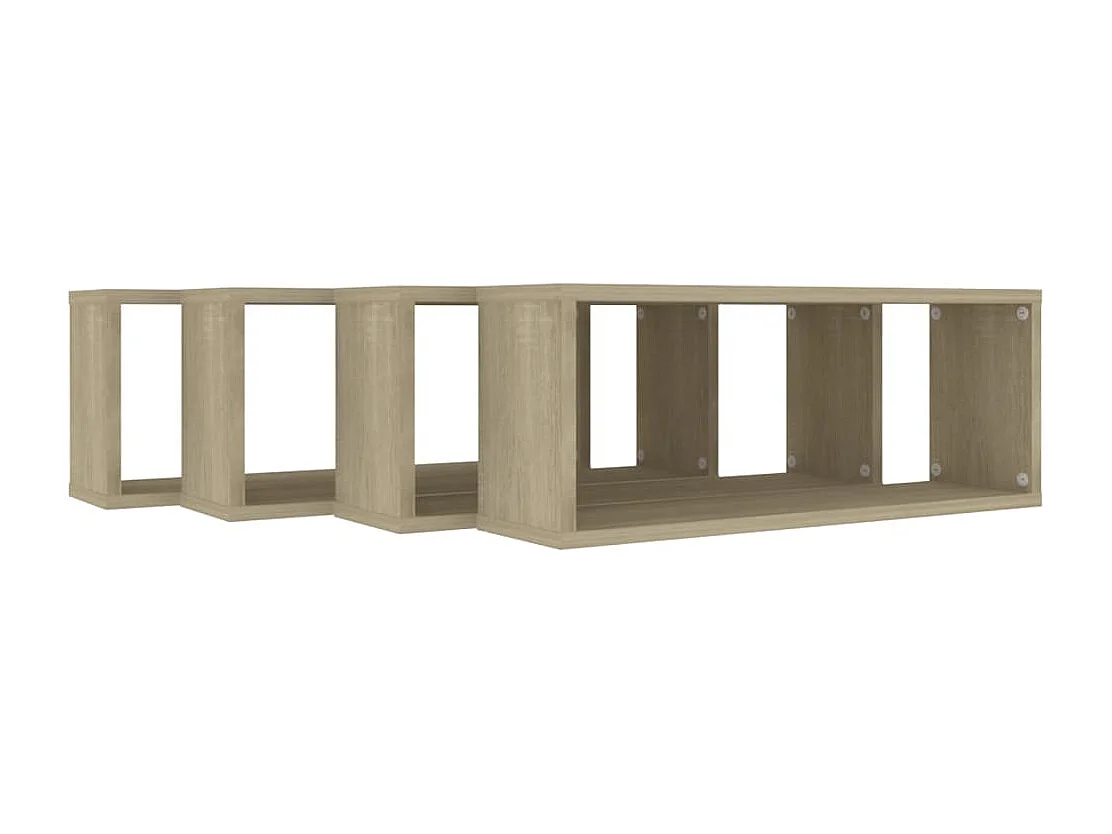 Étagères murales cube 4 pcs Chêne sonoma Bois d’ingénierie