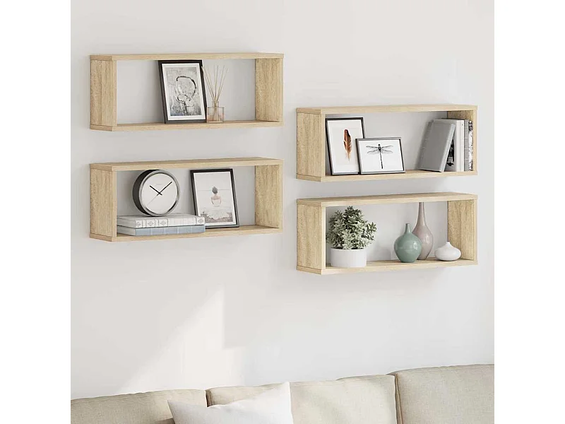 Étagères murales cube 4 pcs Chêne sonoma Bois d’ingénierie