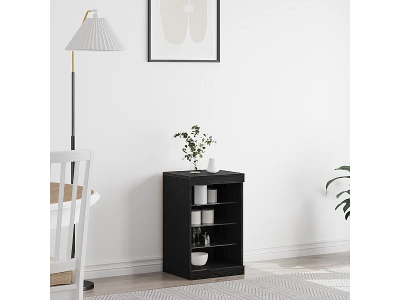 Buffet avec lumières LED Chêne Noir 41x37x67 cm