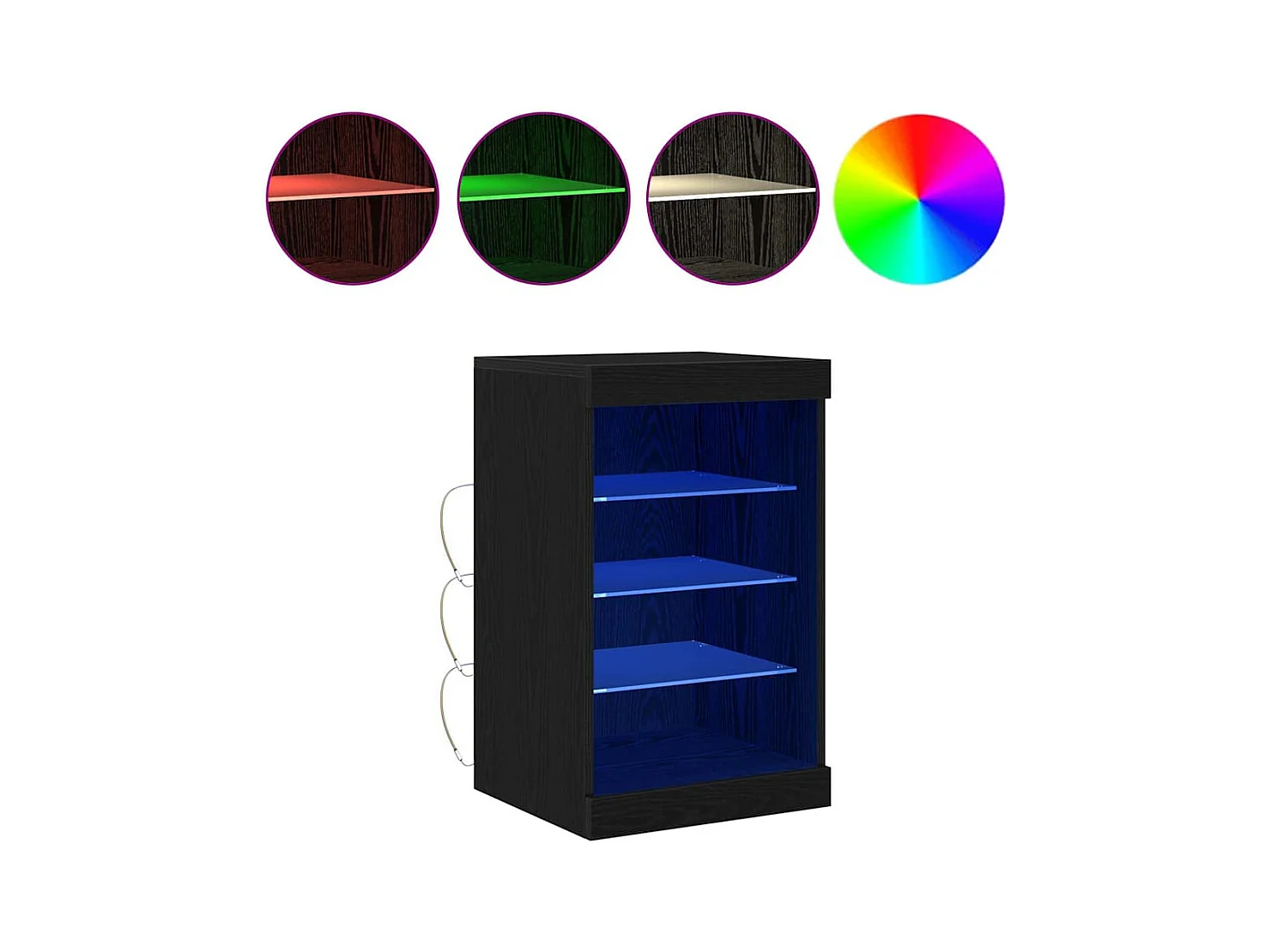 Buffet avec lumières LED Chêne Noir 41x37x67 cm