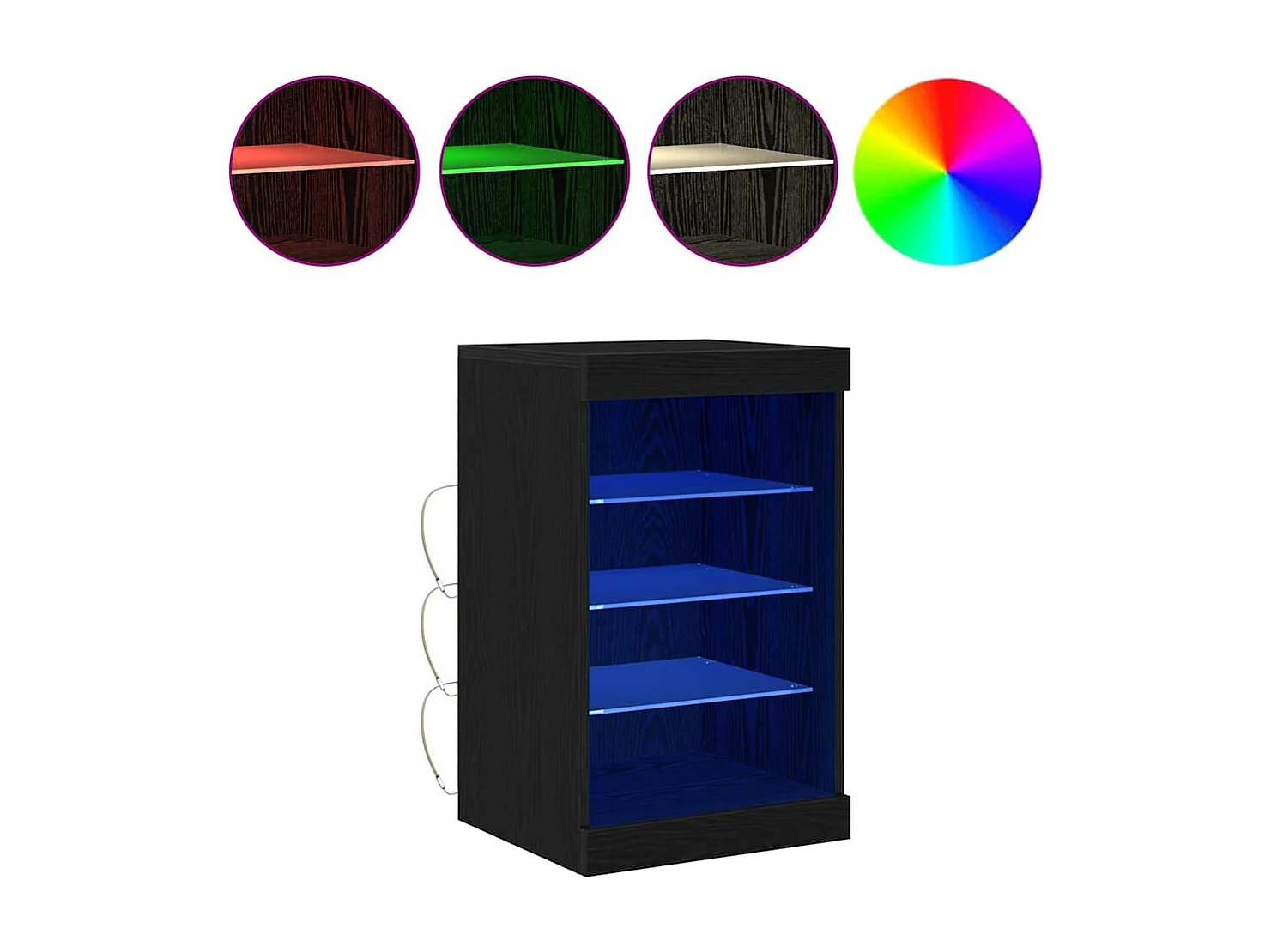 Buffet avec lumières LED Chêne Noir 41x37x67 cm