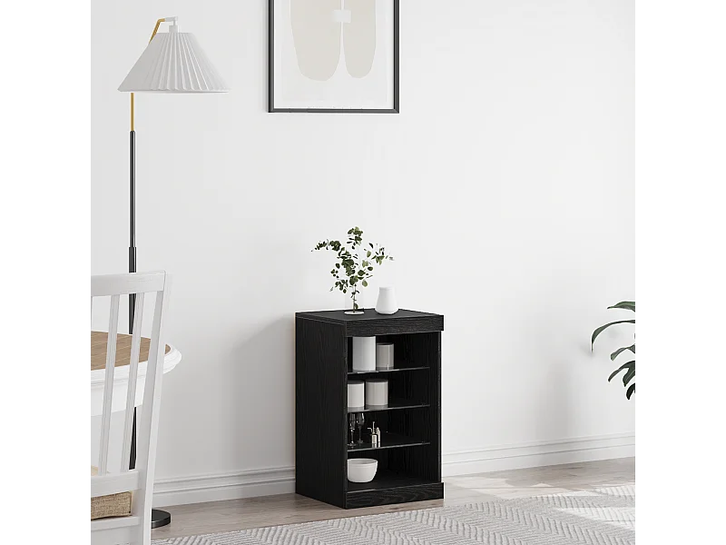 Buffet avec lumières LED Chêne Noir 41x37x67 cm