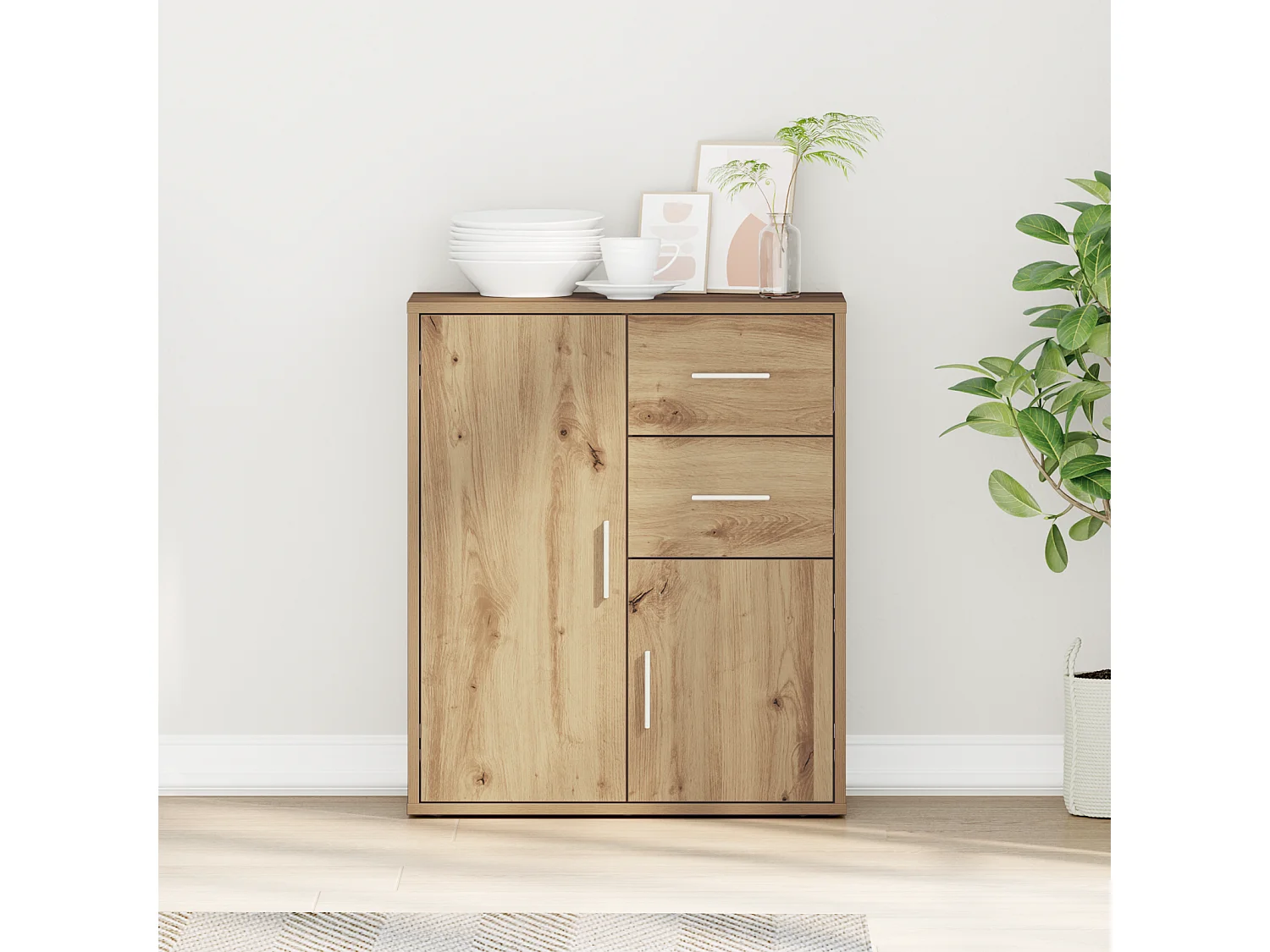 Handgemaakt eikenhouten dressoir 60 x 31 x 70 cm Technisch hout