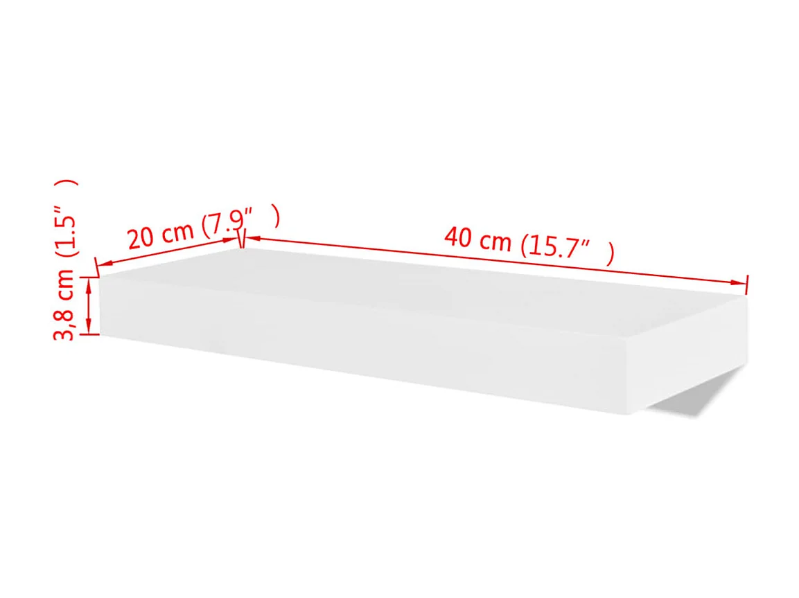2 Étagères murales MDF Blanc Rangement de livres/DVD