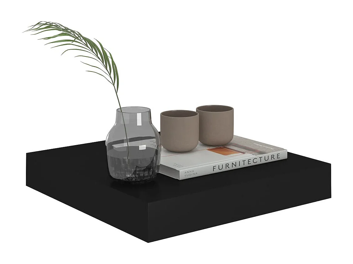 Mensole da parete sospese 2 pezzi nere 23x23,5x3,8 cm MDF