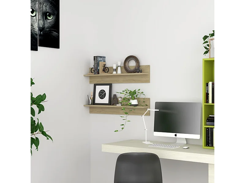 Wandplanken 2 stuks Sonoma eiken 80x11,5x18 cm