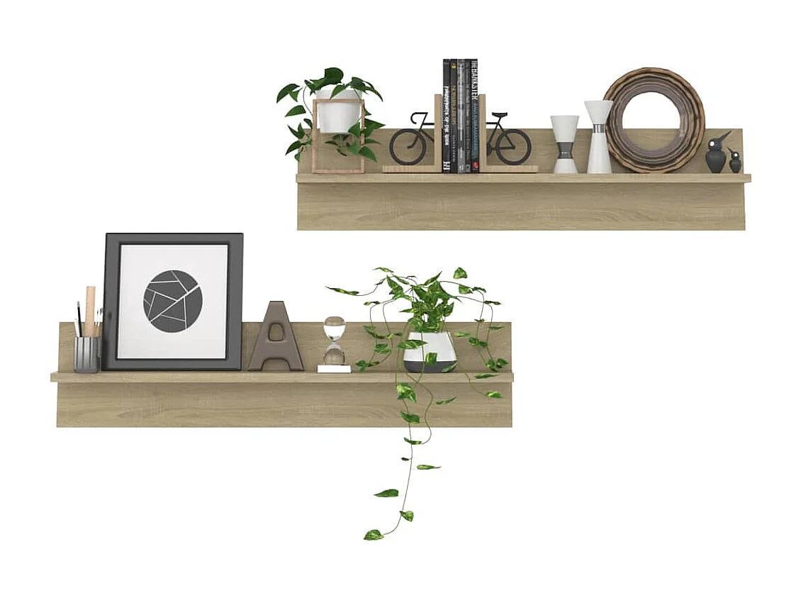 Mensole da parete 2 pz. Rovere Sonoma 80x11,5x18 cm