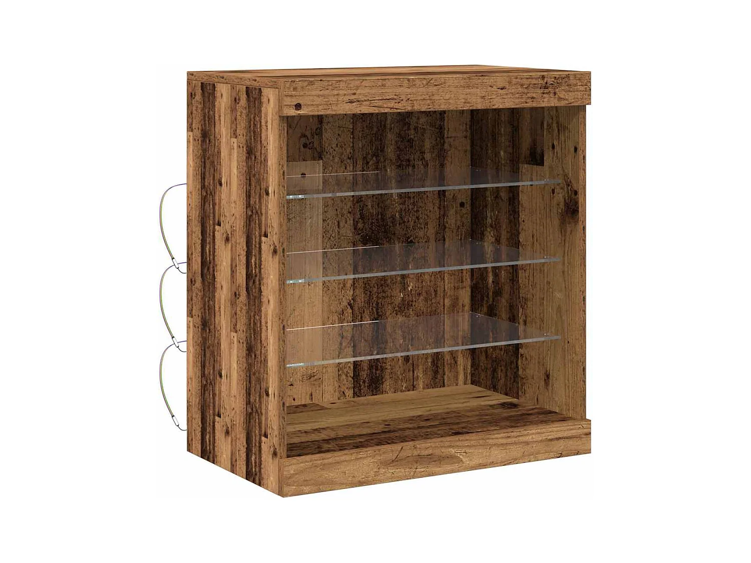 Buffet avec lumières LED Bois ancien 60,5x37x67 cm