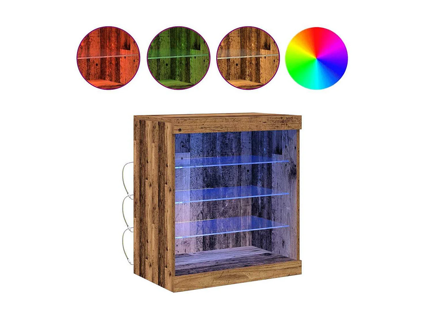 Buffet avec lumières LED Bois ancien 60,5x37x67 cm