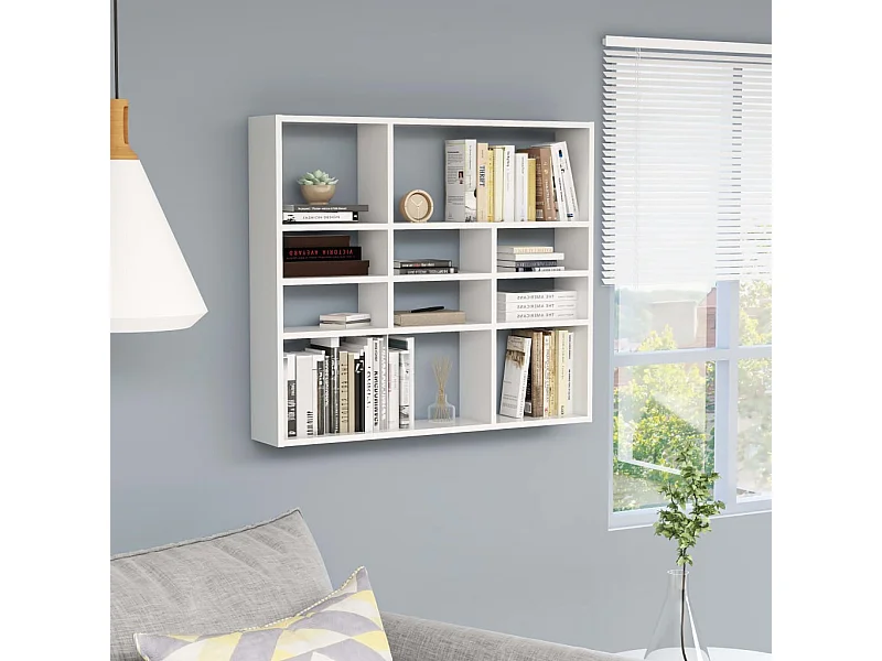 Wandplank Wit 90x16x78 cm Bewerkt hout