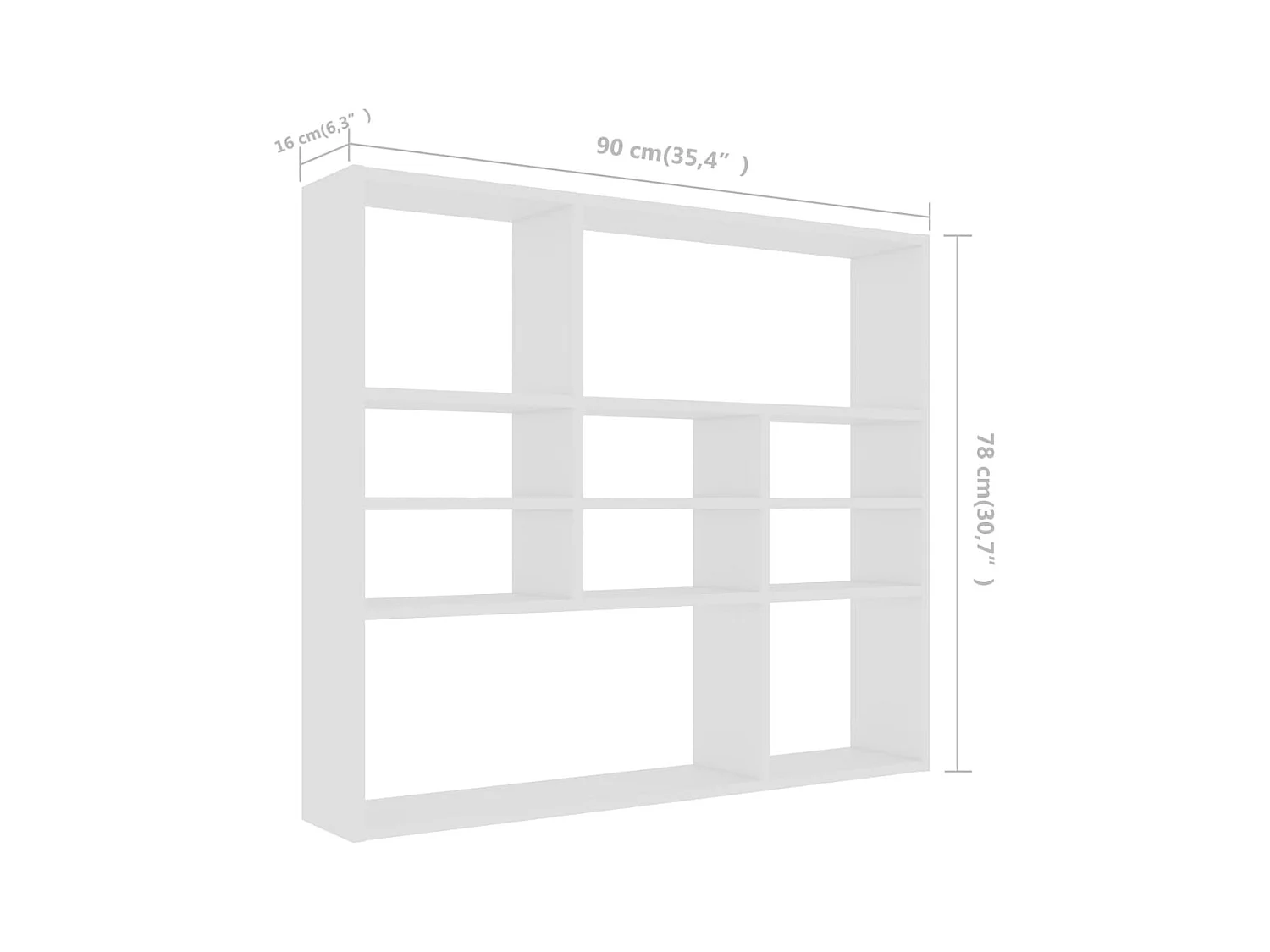 Mensola da parete Bianca 90x16x78 cm Legno composito