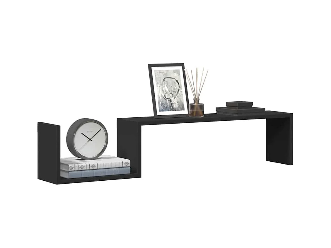 Mensole da parete 2 pezzi nere 100x15x20 cm in legno ingegnerizzato