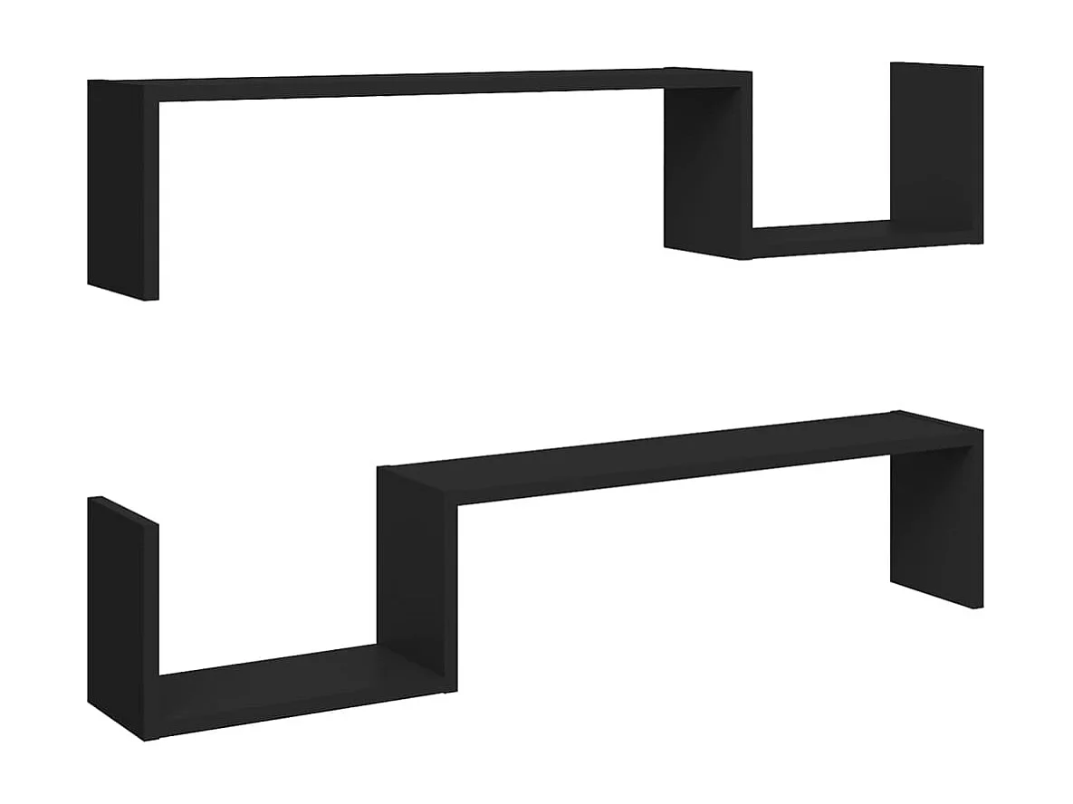 Étagères murales 2 pcs noir 100x15x20 cm bois d'ingénierie