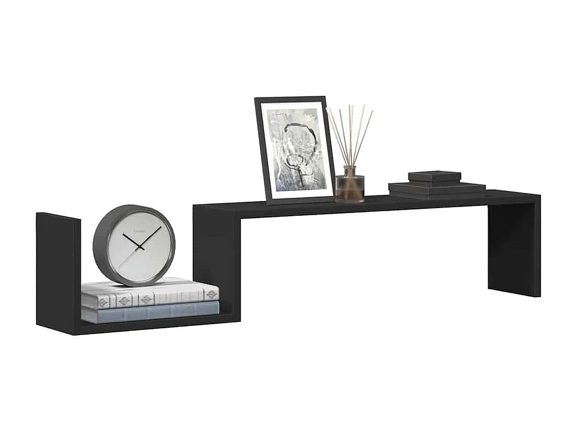 Étagères murales 2 pcs noir 100x15x20 cm bois d'ingénierie
