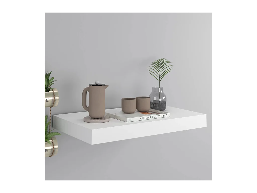 Mensola da parete sospesa bianca 40x23x3,8 cm MDF