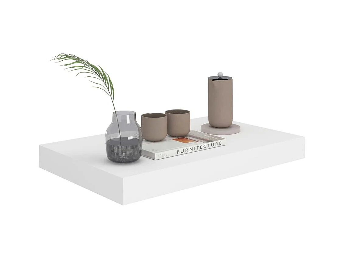 Mensola da parete sospesa bianca 40x23x3,8 cm MDF