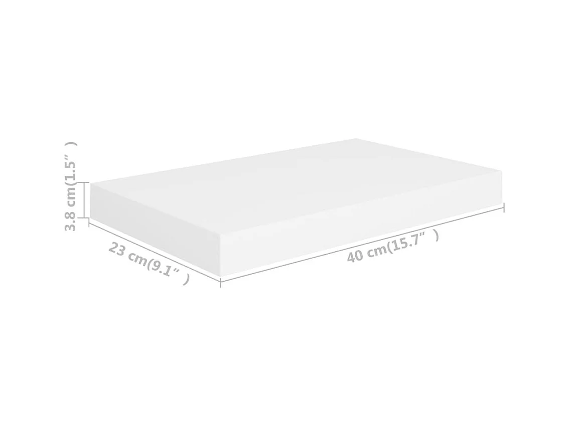 Mensola da parete sospesa bianca 40x23x3,8 cm MDF