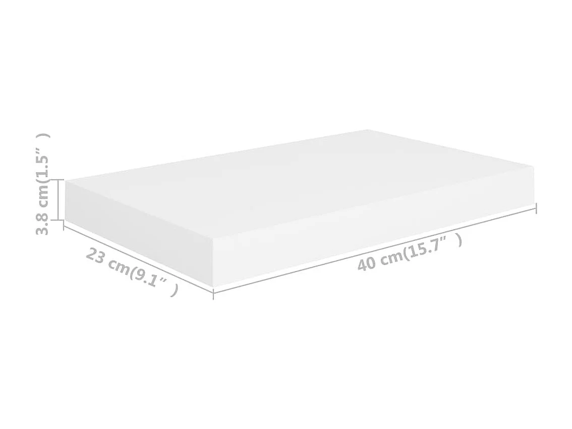 Étagère murale flottante blanc 40x23x3,8 cm MDF