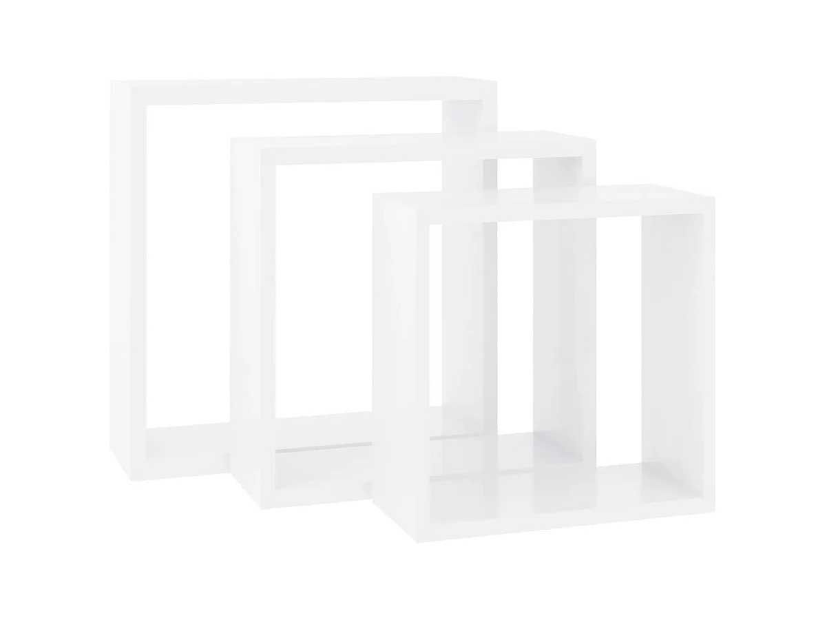 Mensole da parete a cubo da 3 pezzi, MDF bianco