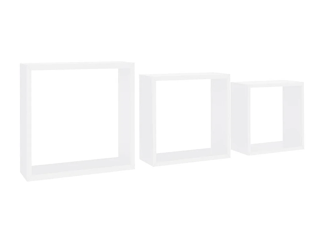 Étagères murales sous forme de cube 3 pcs Blanc MDF