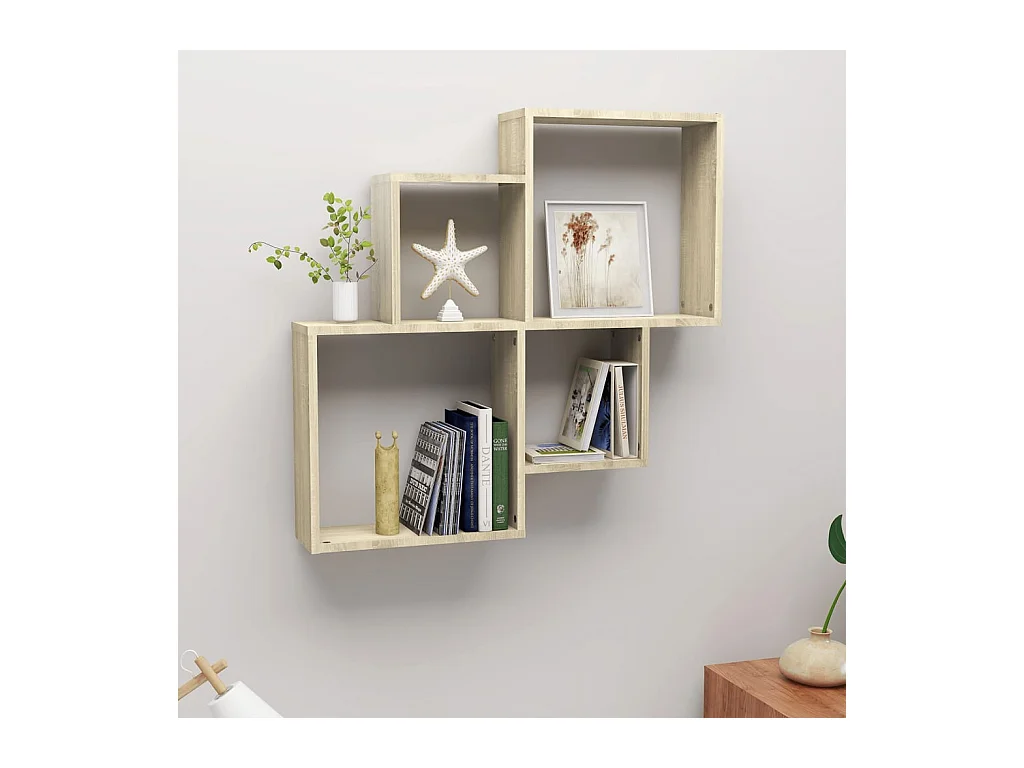 Étagère murale cube Chêne sonoma 80x15x78,5cm Bois d’ingénierie