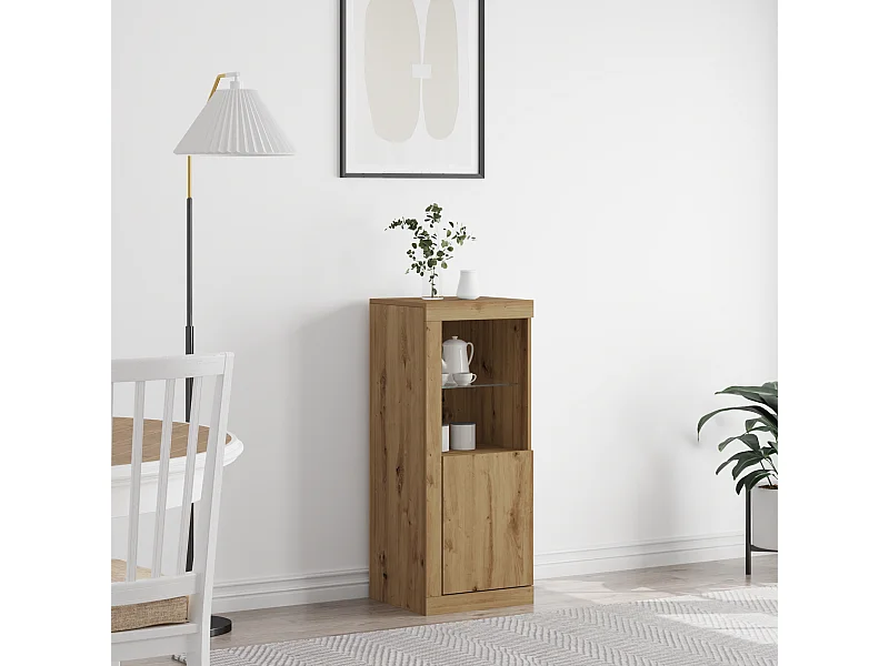 Buffet avec lumières LED Chêne artisanal 41x37x100 cm