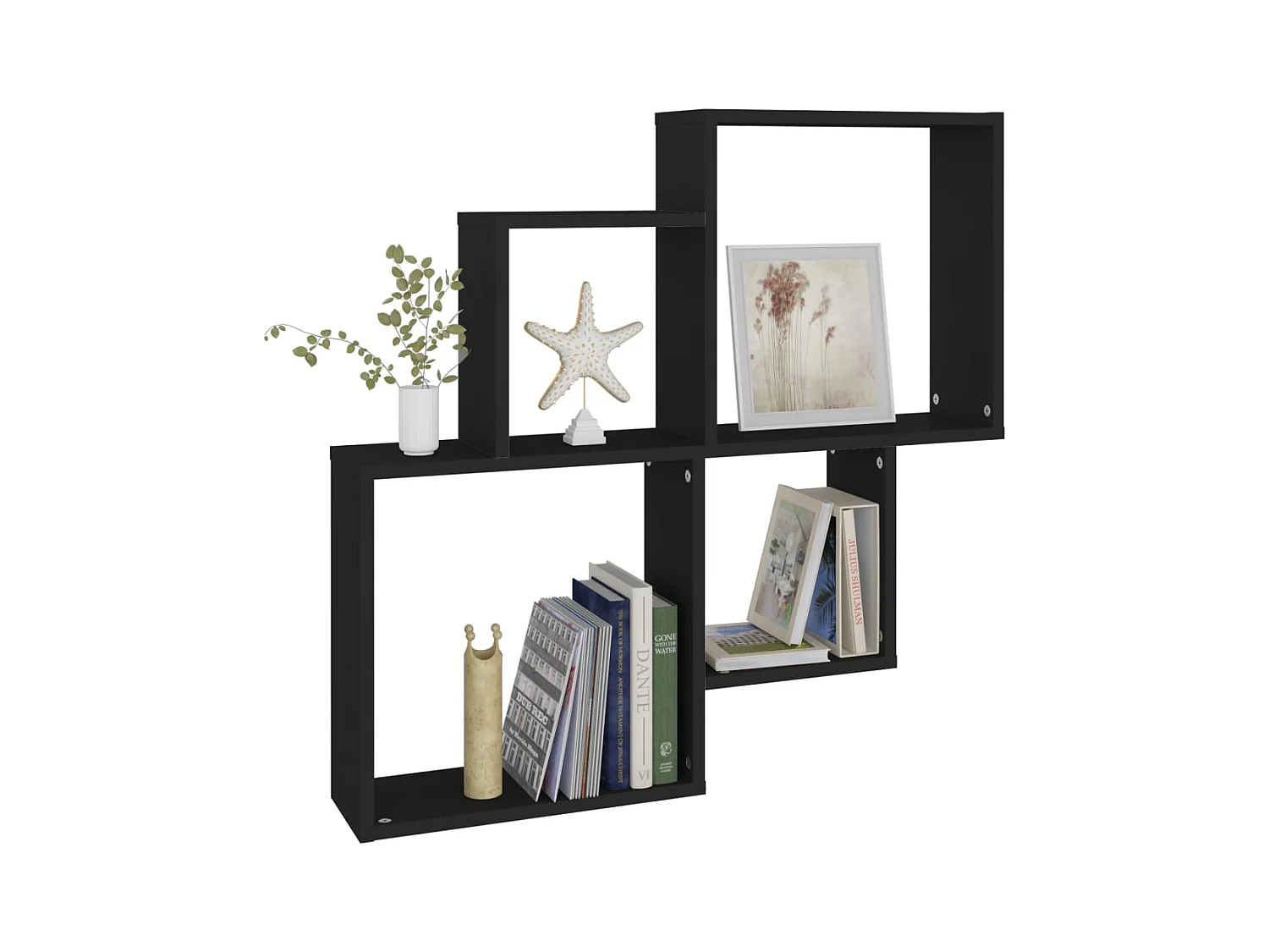 Étagère murale cube Noir 80x15x78,5 cm Bois d’ingénierie